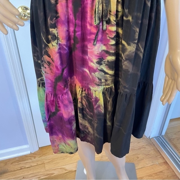 Handmade tie dye dress ruffle sleeveless lightning galaxy XXL purple - Picture 5 of 14